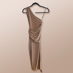 JLUXLABEL One-Shoulder Tan Dress -NWT